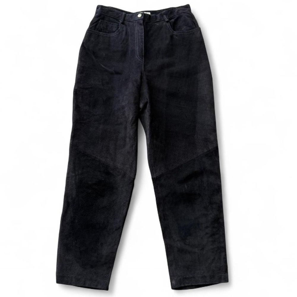 Vintage Black Suede Straight‎ Leg Pants